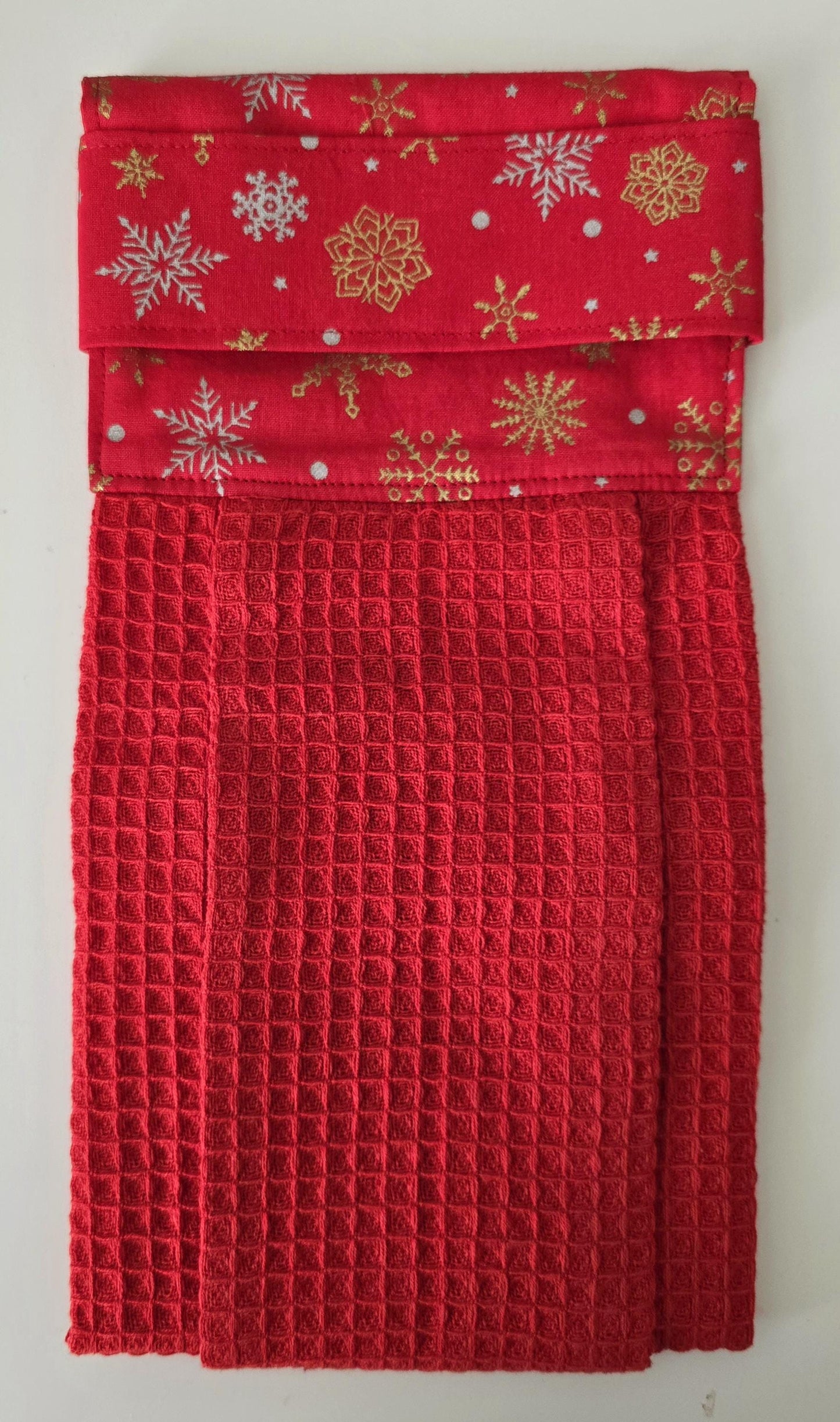 Red Christmas Kitchen Towel, Hanging Hand Towel, Holiday Decor