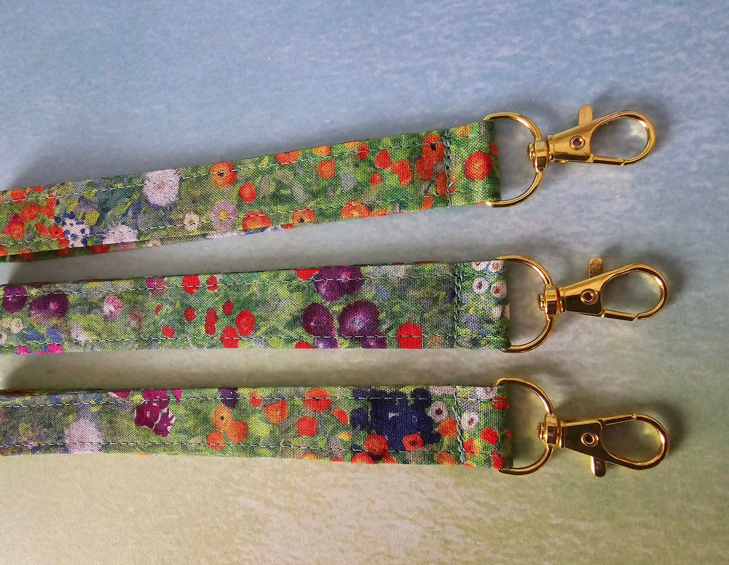 Gustav Klimt Fabric Wristlet Keychain: Handmade Floral Key Fob