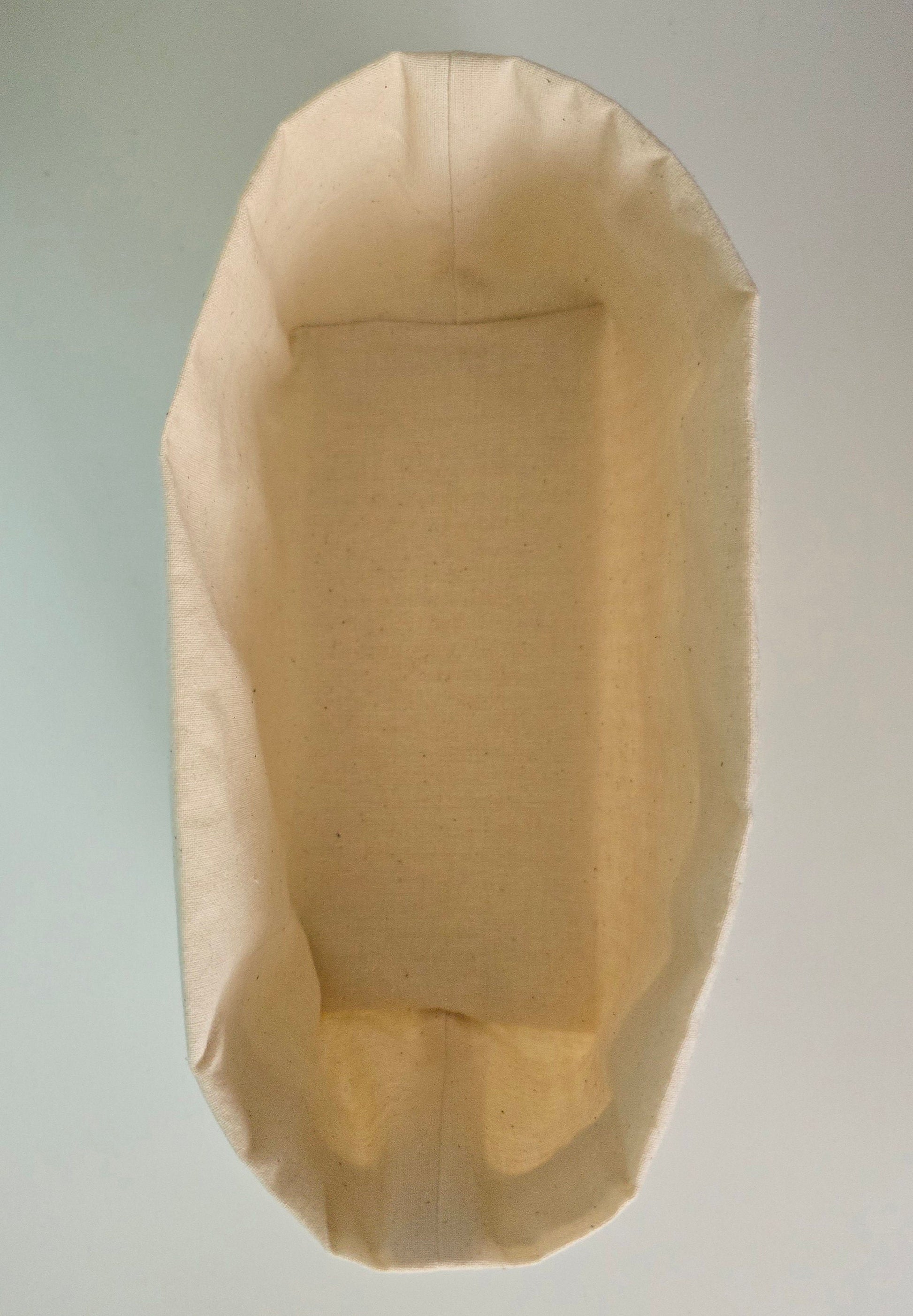 Yellow Striped Fabric Basket: Reversible Cotton Canvas Bread Basket