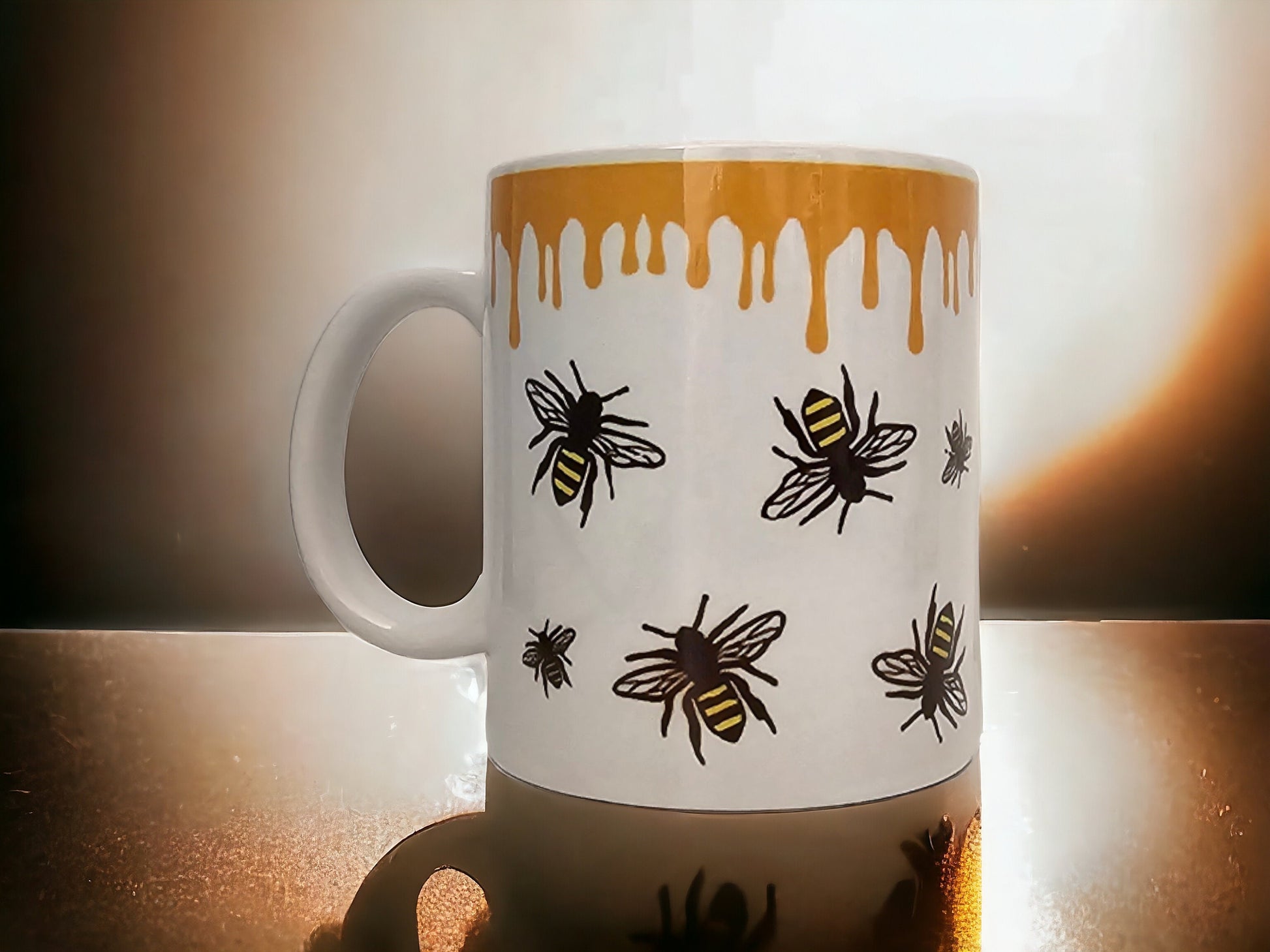Honey Bee Pattern Ceramic Coffee Mug, Teacher Gift