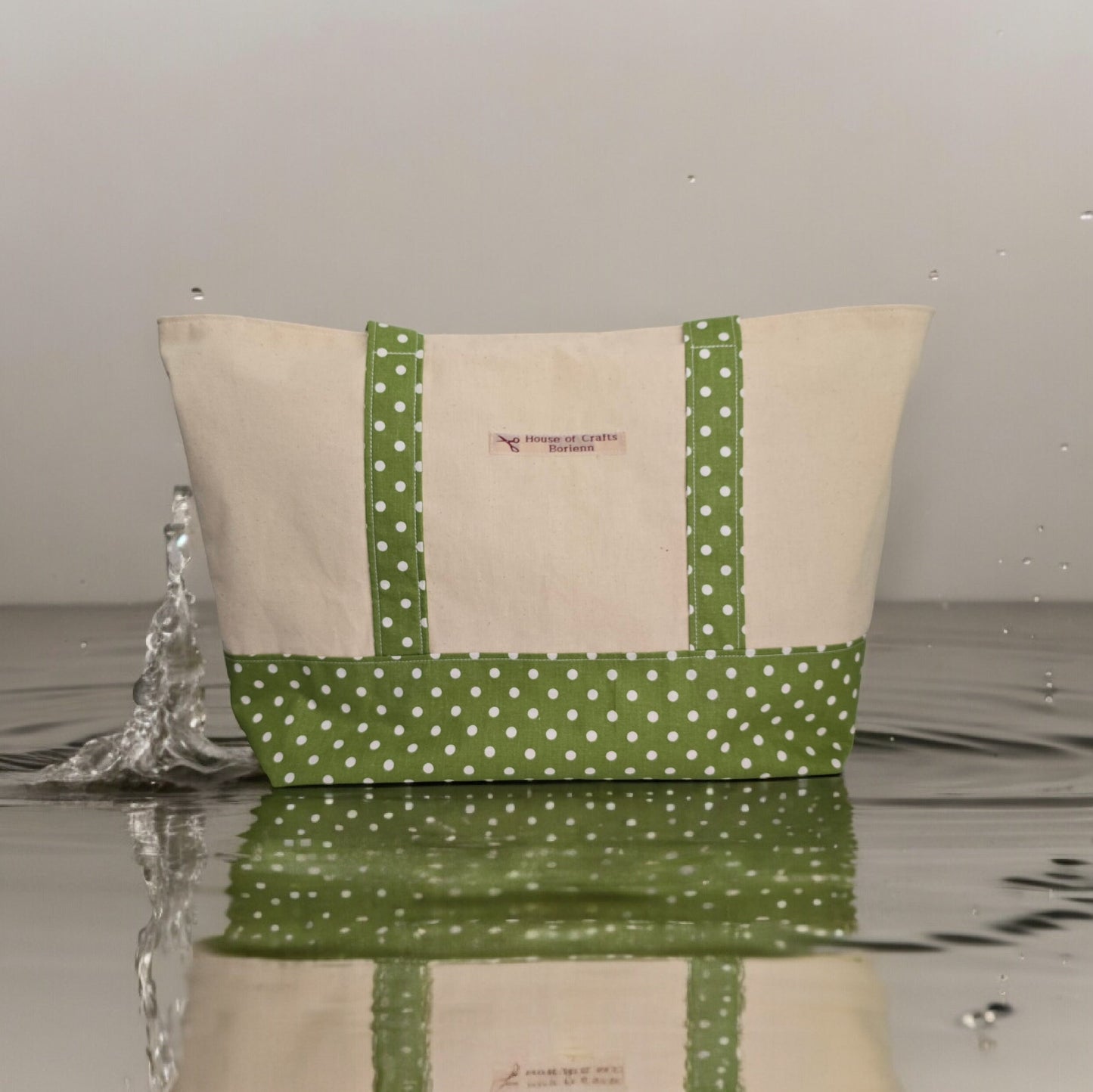 Polka Dot Tote Bag: Long Handled Cotton Shoulder Bag, UK Handcrafted