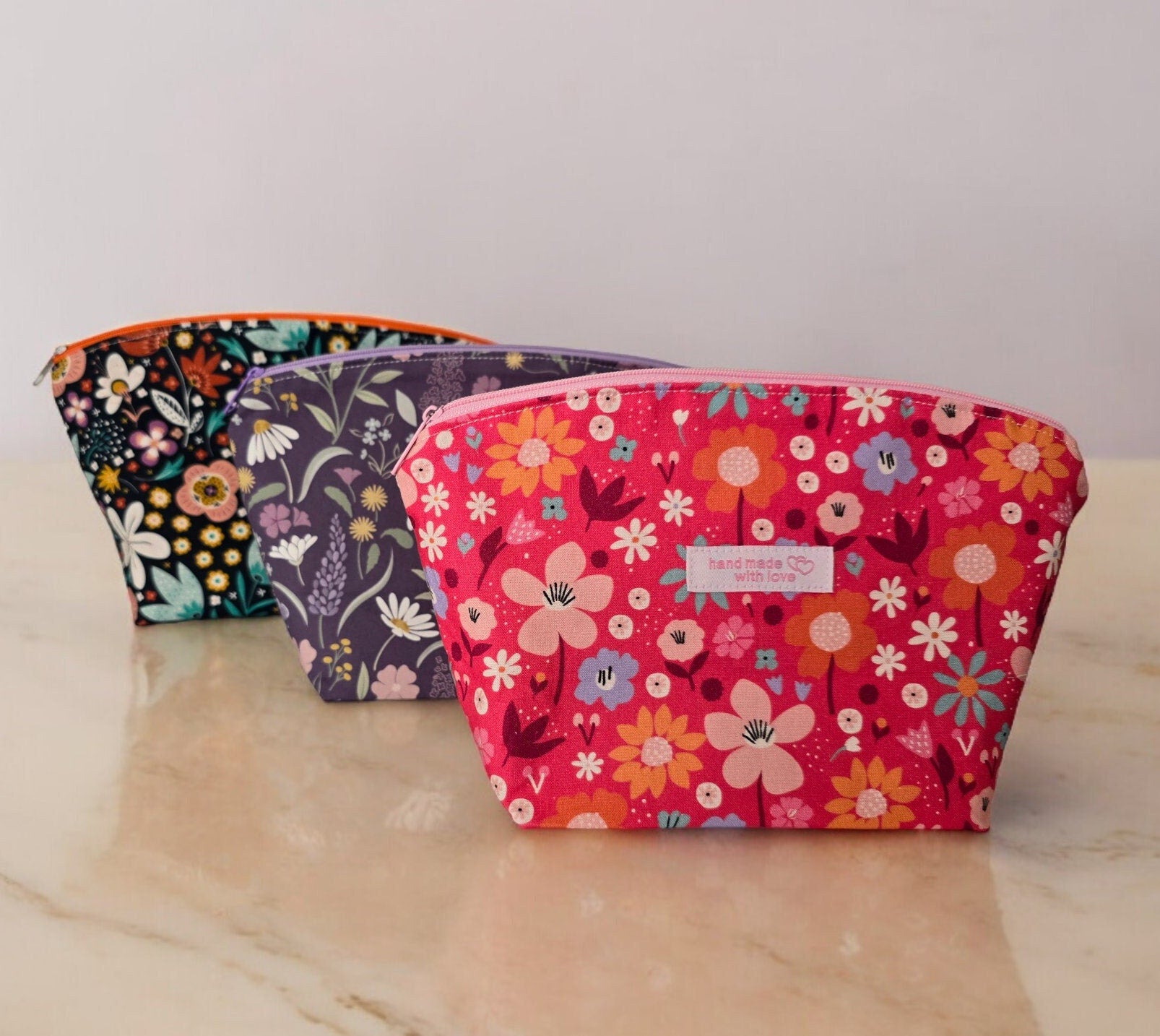 Handcrafted Floral Fabric Cosmetic Bag: UK Made Travel Accessories