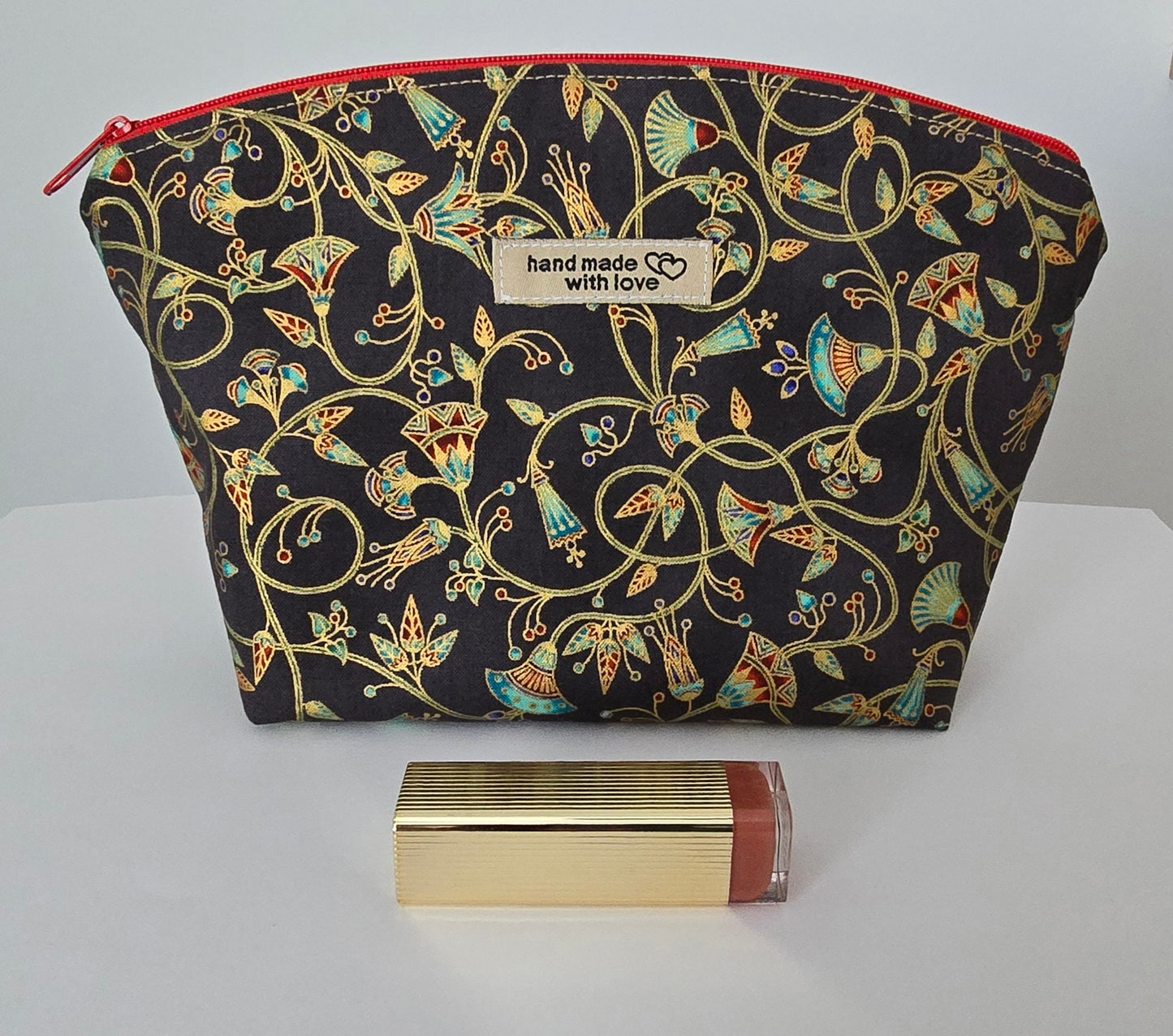 Handcrafted Floral Fabric Cosmetic Bag - UK Made