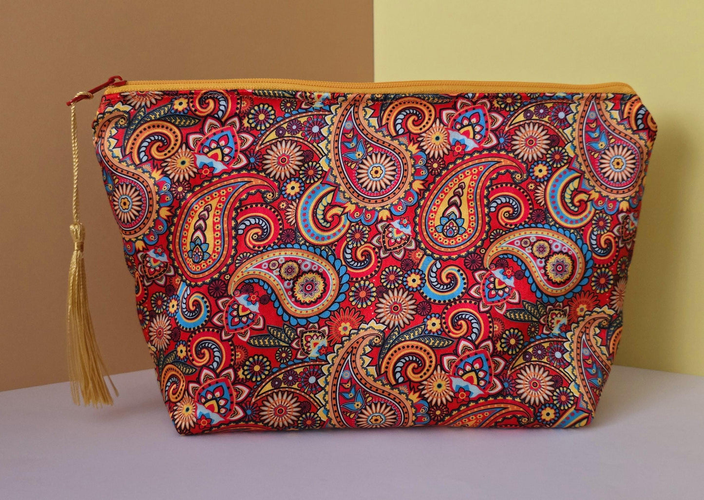Handcrafted Indian Style Makeup Bag: Jaipur Fabric Cosmetic Bag