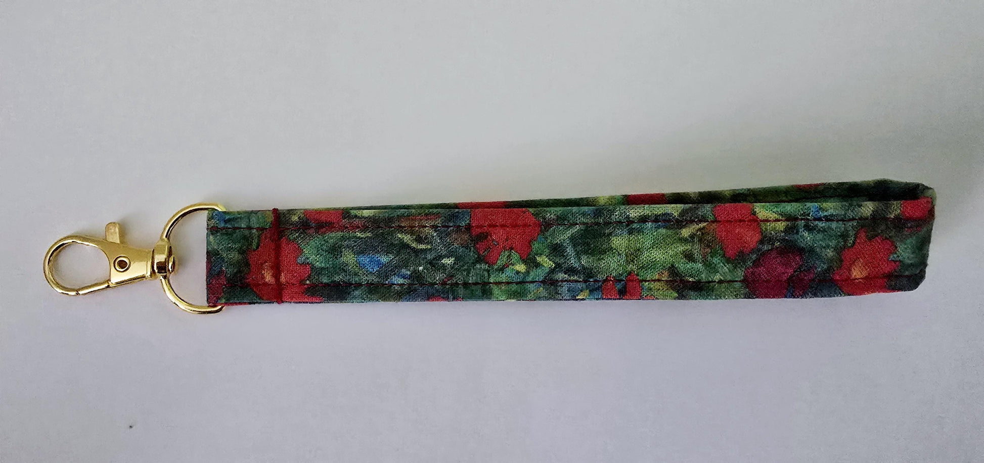 Gustav Klimt Fabric Wristlet Keychain: Handmade Floral Key Fob