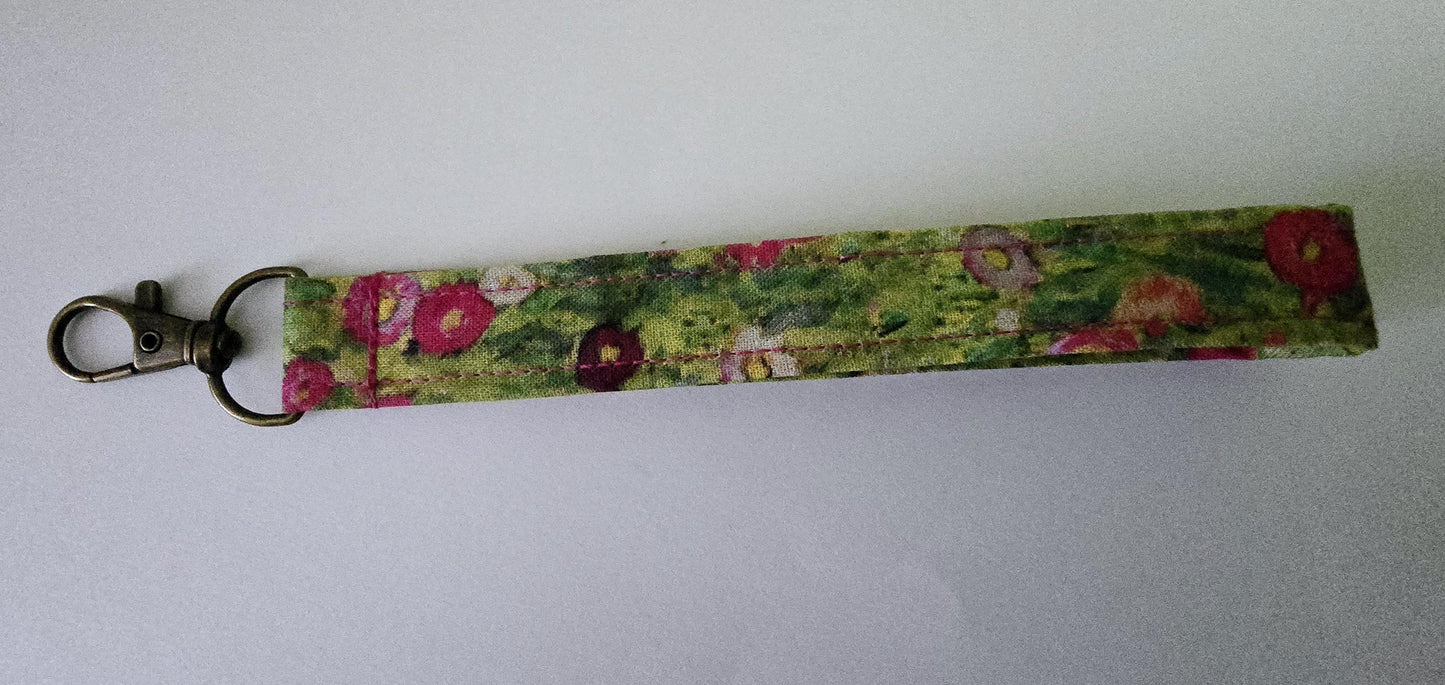 Gustav Klimt Fabric Wristlet Keychain: Handmade Floral Key Fob
