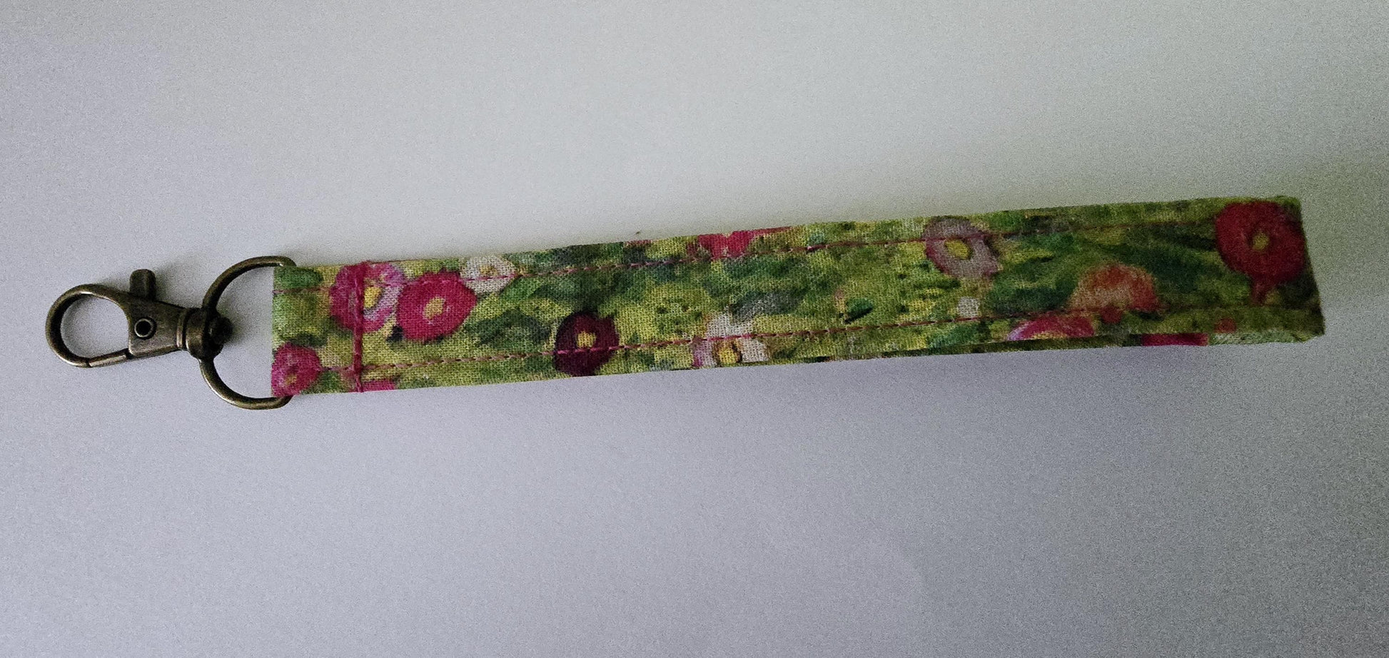Gustav Klimt Fabric Wristlet Keychain: Handmade Floral Key Fob