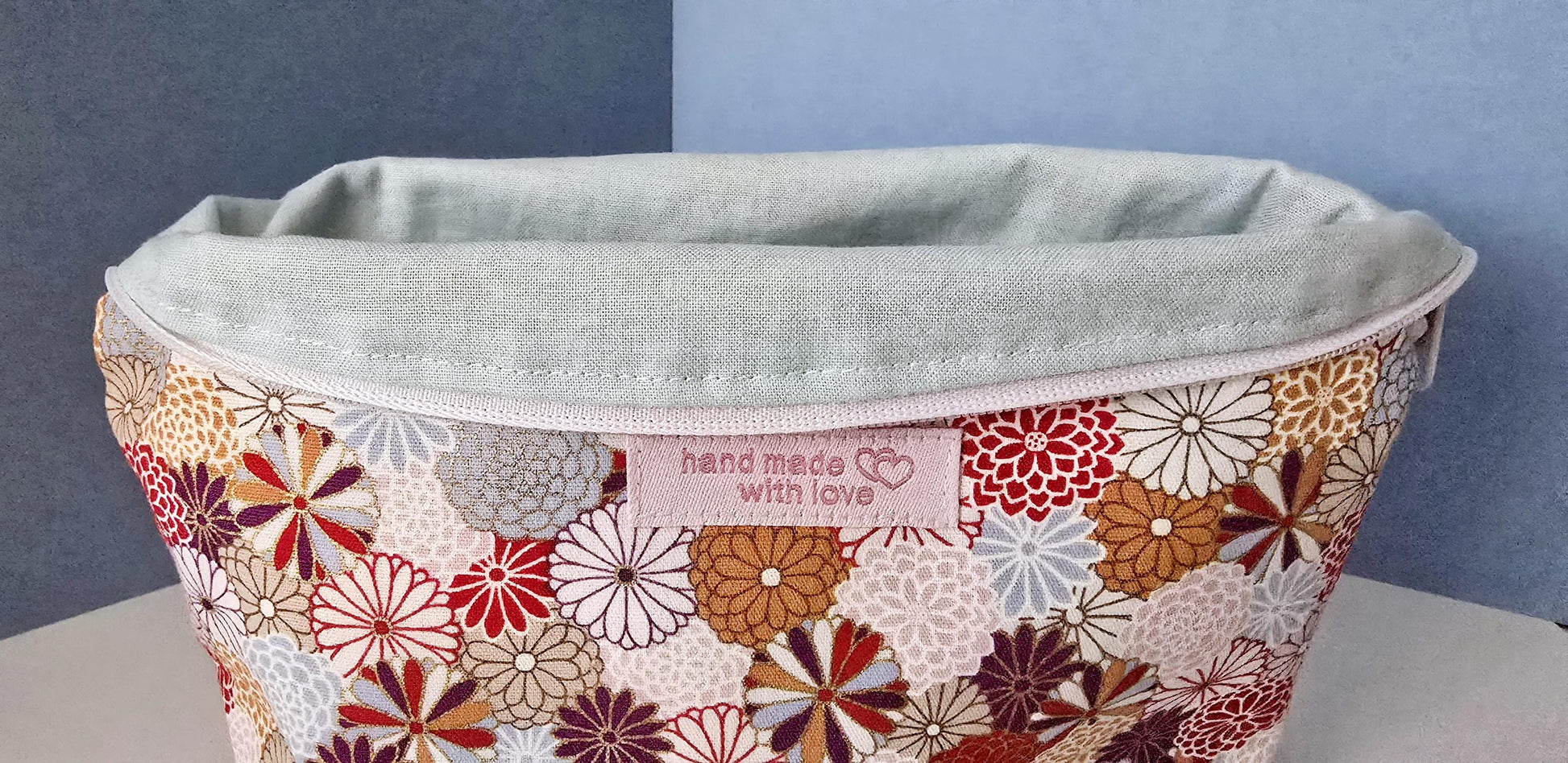 Floral Kimono Cotton Cosmetic Bag: Handcrafted Makeup Bag