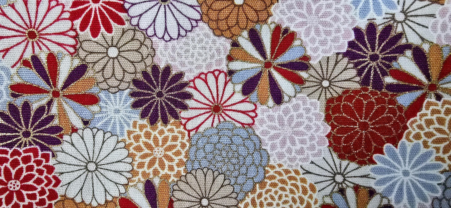 Floral Kimono Cotton Cosmetic Bag: Handcrafted Makeup Bag