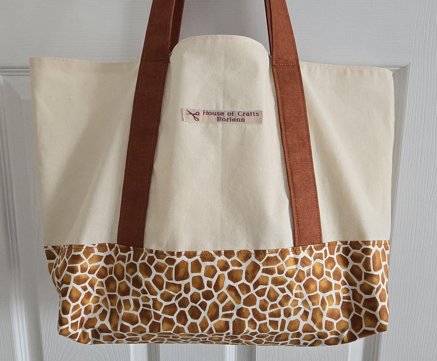 Animal Print Tote Bag: Long Handle Cotton Canvas Shoulder Bag