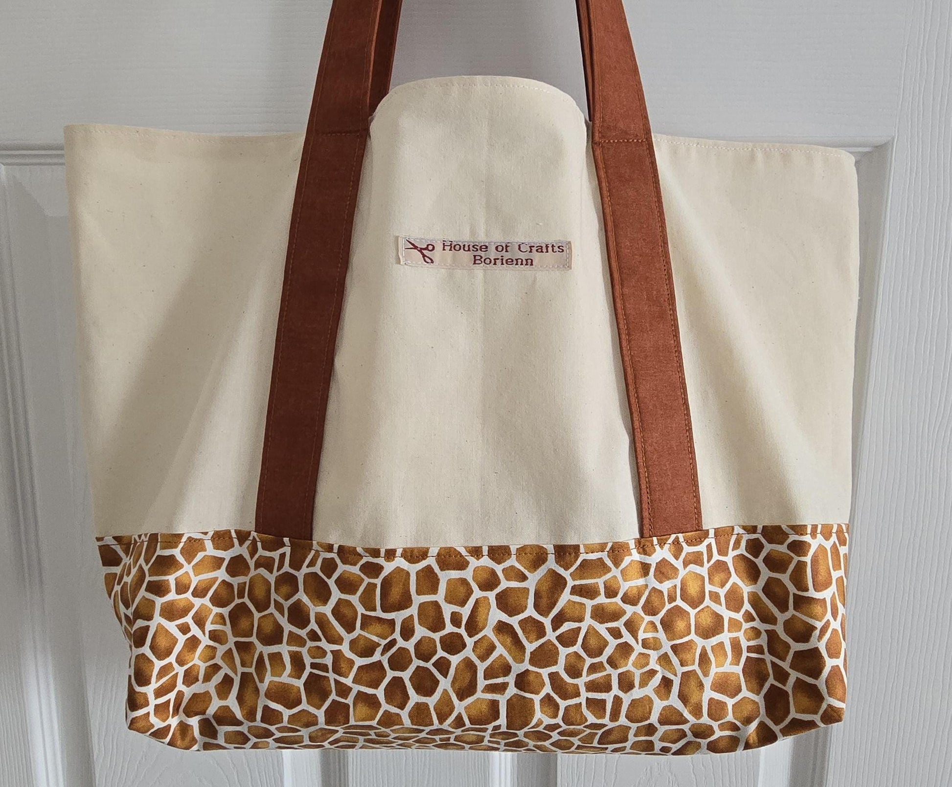 Animal Print Tote Bag: Long Handle Cotton Canvas Shoulder Bag