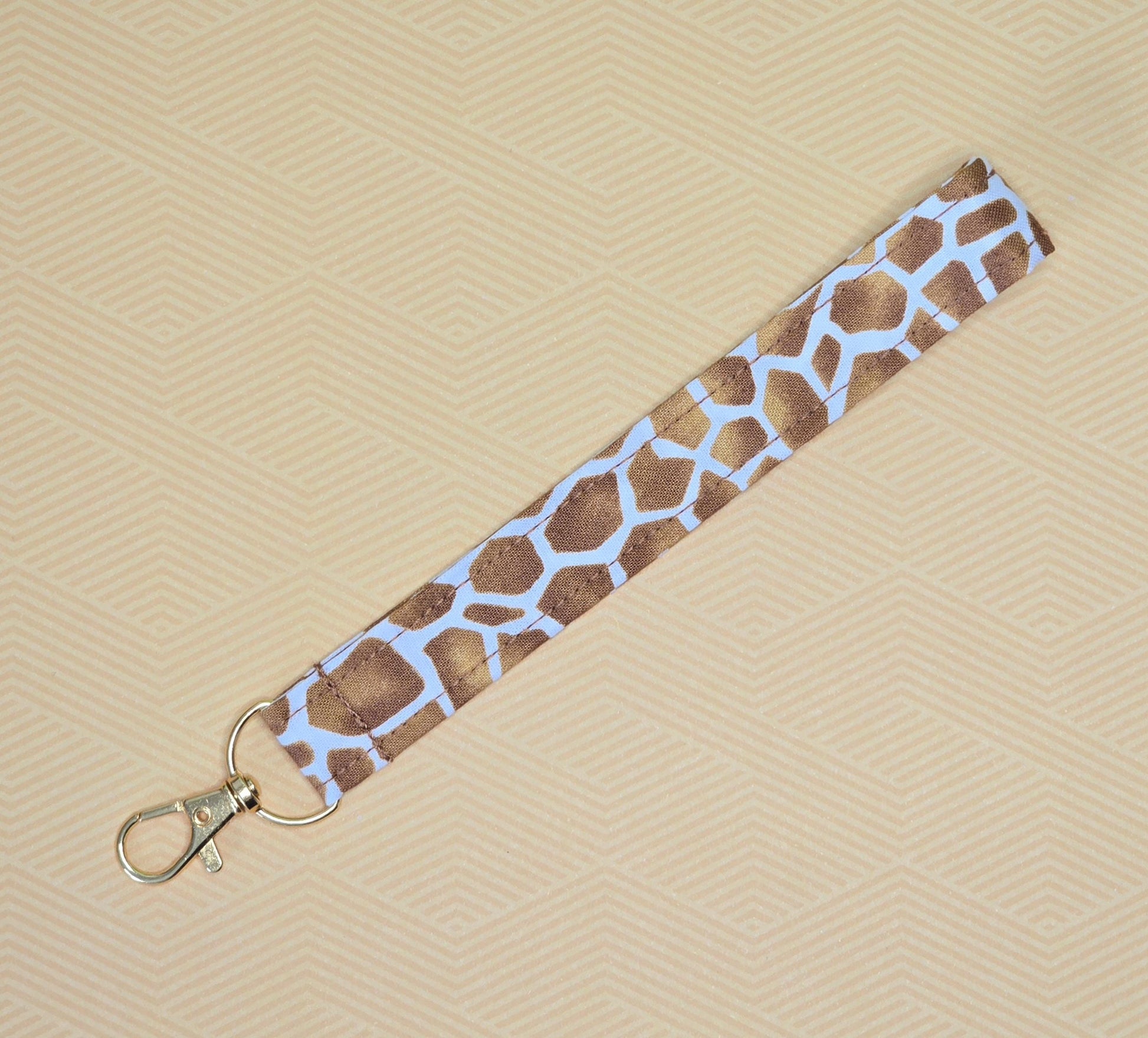 Animal Print Fabric Wristlet Keychain - Handmade in UK