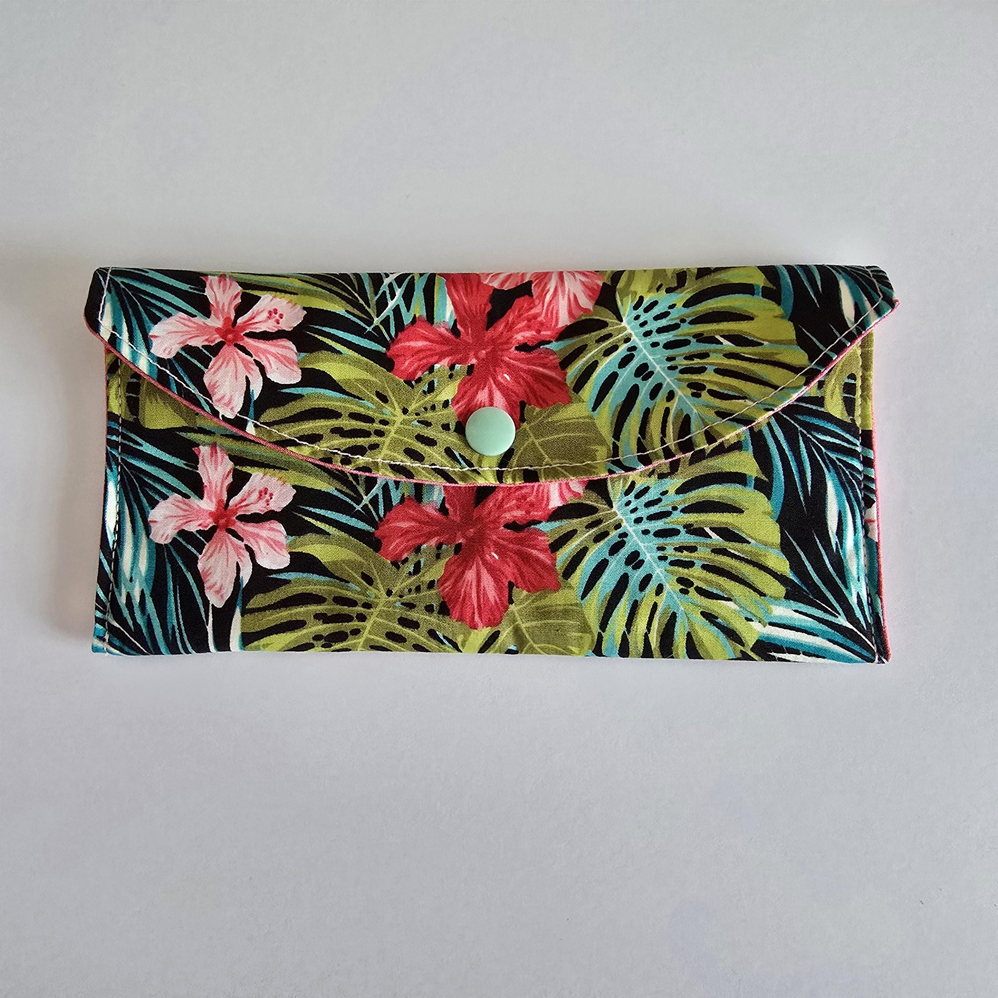 Tropical Fabric Wristlet Keychain: Handcrafted Key Fob