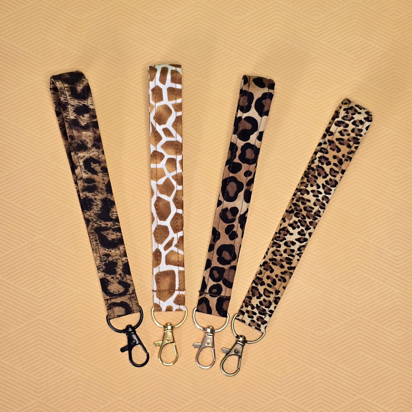 Animal Print Fabric Wristlet Keychain - Handmade in UK