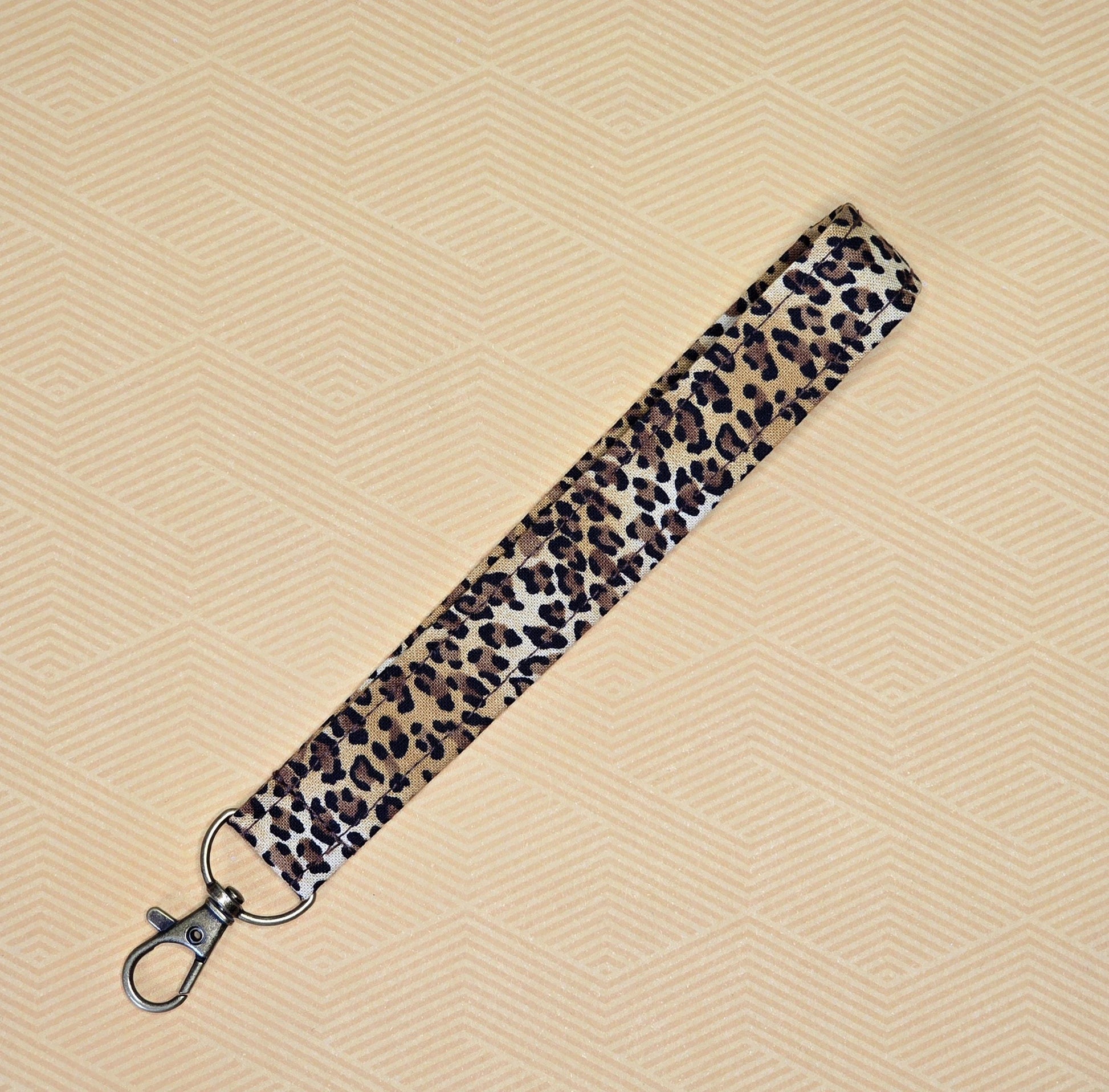 Animal Print Fabric Wristlet Keychain - Handmade in UK
