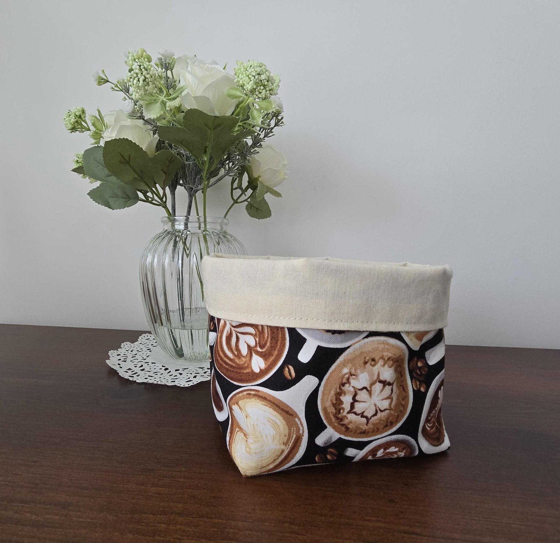 Reversible Fabric Basket: Cotton Canvas Bread Basket, Eco-Friendly Organizer