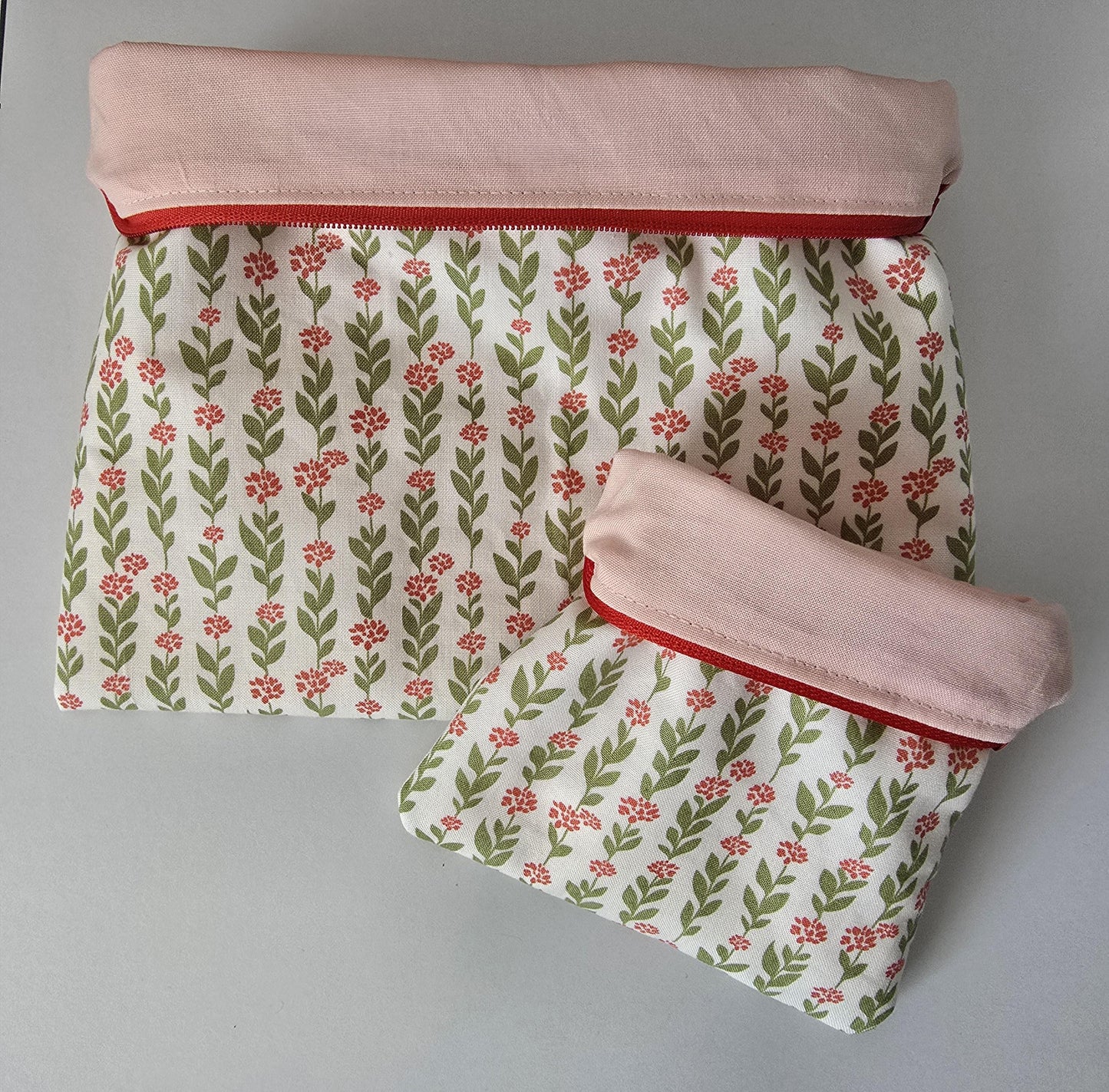 Handcrafted Fabric Makeup Bag Set: UK Made Cotton Cosmetic Zipper Pouches
