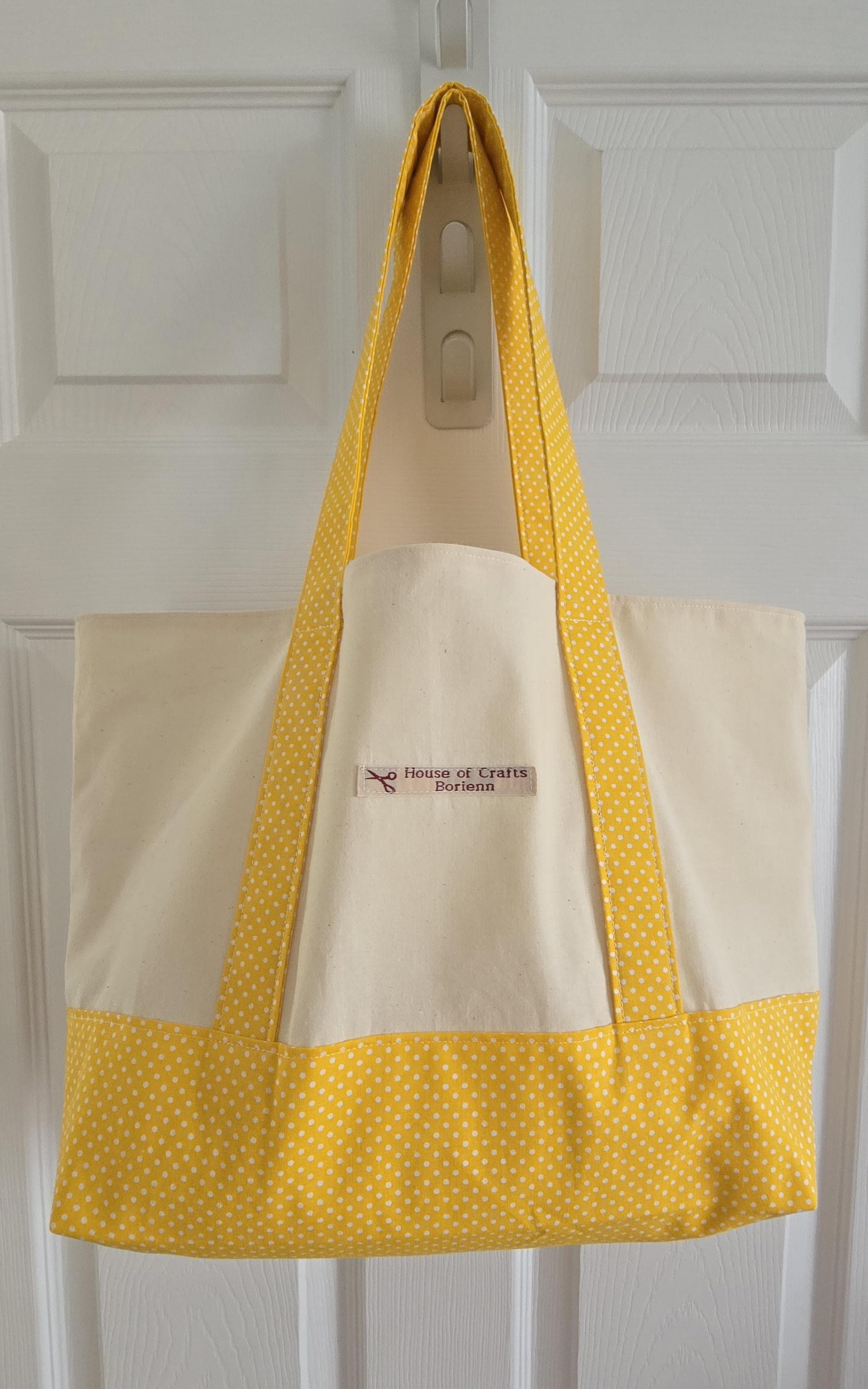 Polka Dot Tote Bag: Long Handled Cotton Shoulder Bag, UK Handcrafted
