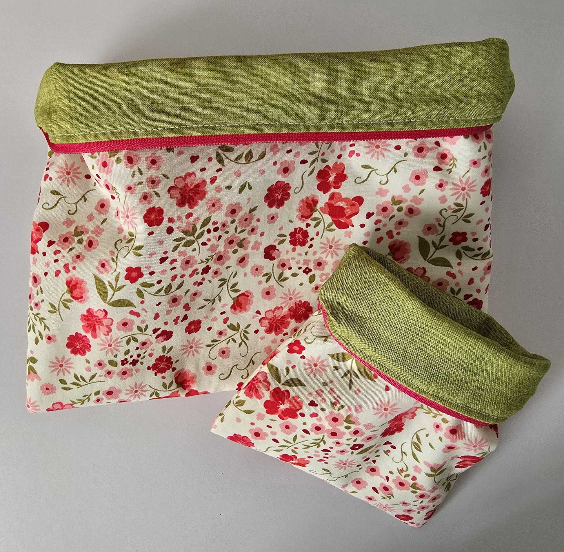 Handcrafted Fabric Makeup Bag Set: UK Made Cotton Cosmetic Zipper Pouches