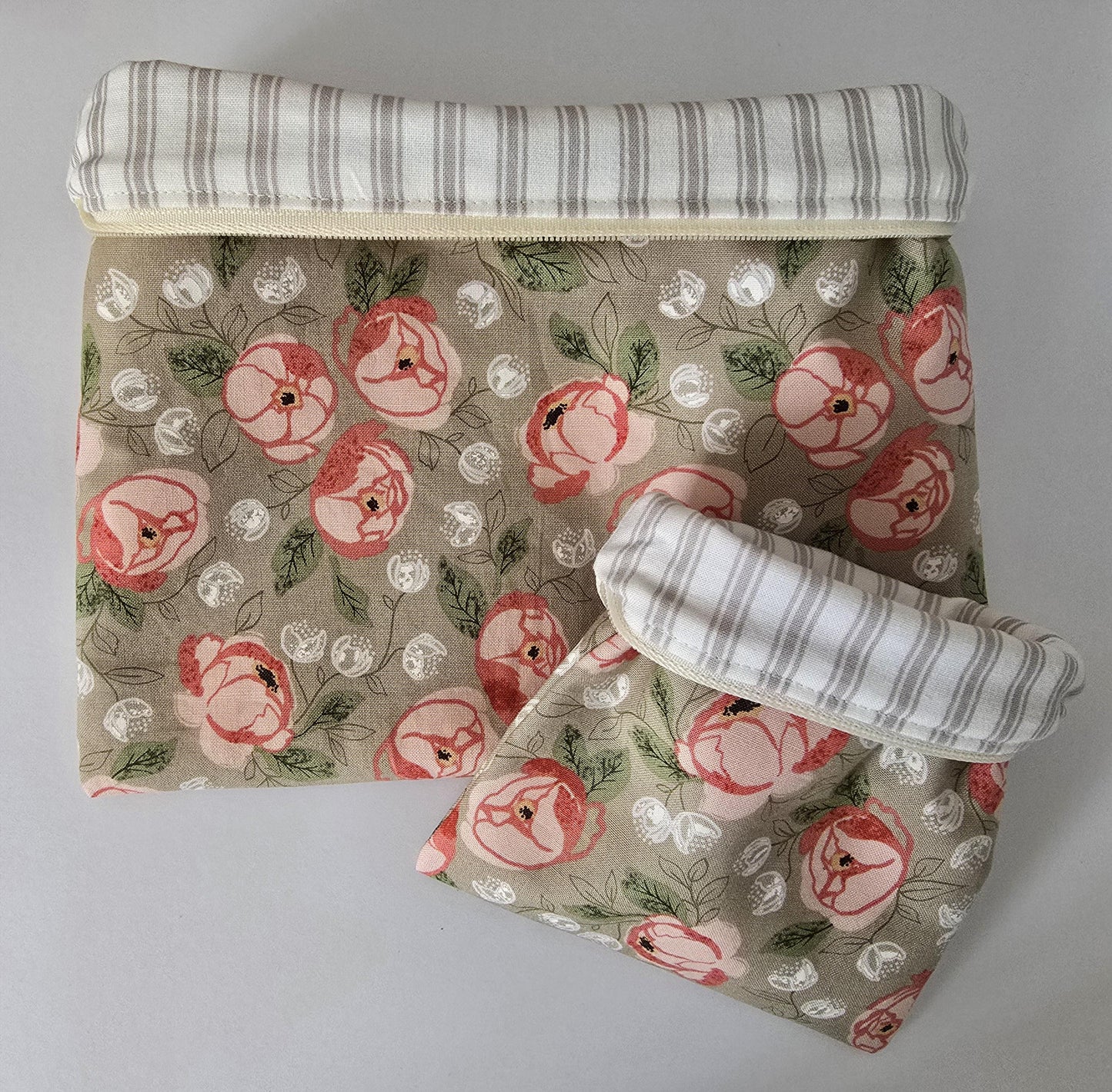 Handcrafted Fabric Makeup Bag Set: UK Made Cotton Cosmetic Zipper Pouches