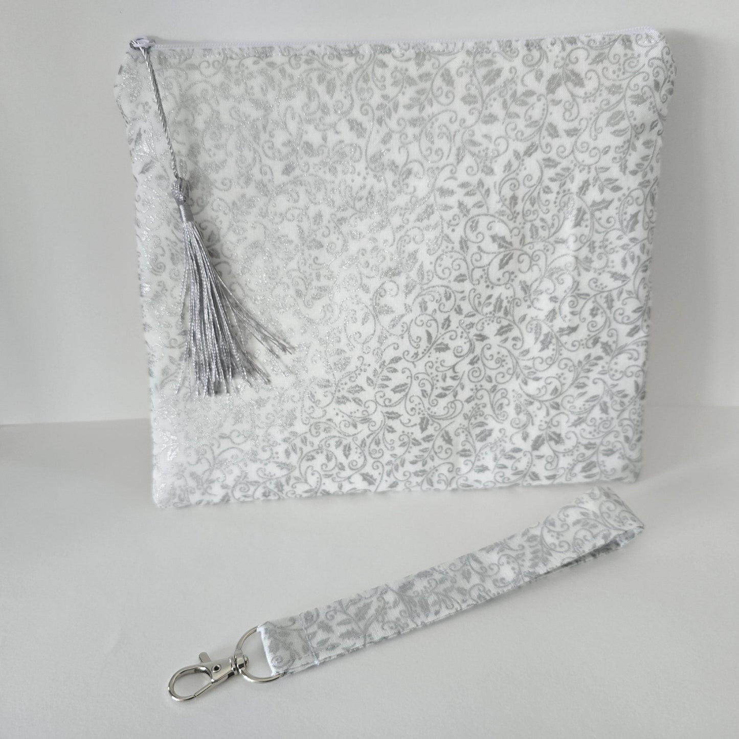 Unique White Collection - Fabric Cosmetic Bag: Handcrafted Makeup Bag, Zipper Pouch