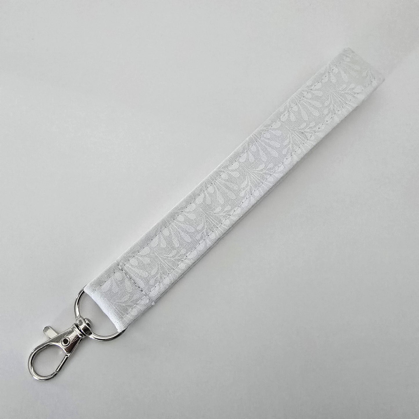 Unique White Collection Fabric Wristlet Keychain: Handmade Key Fob