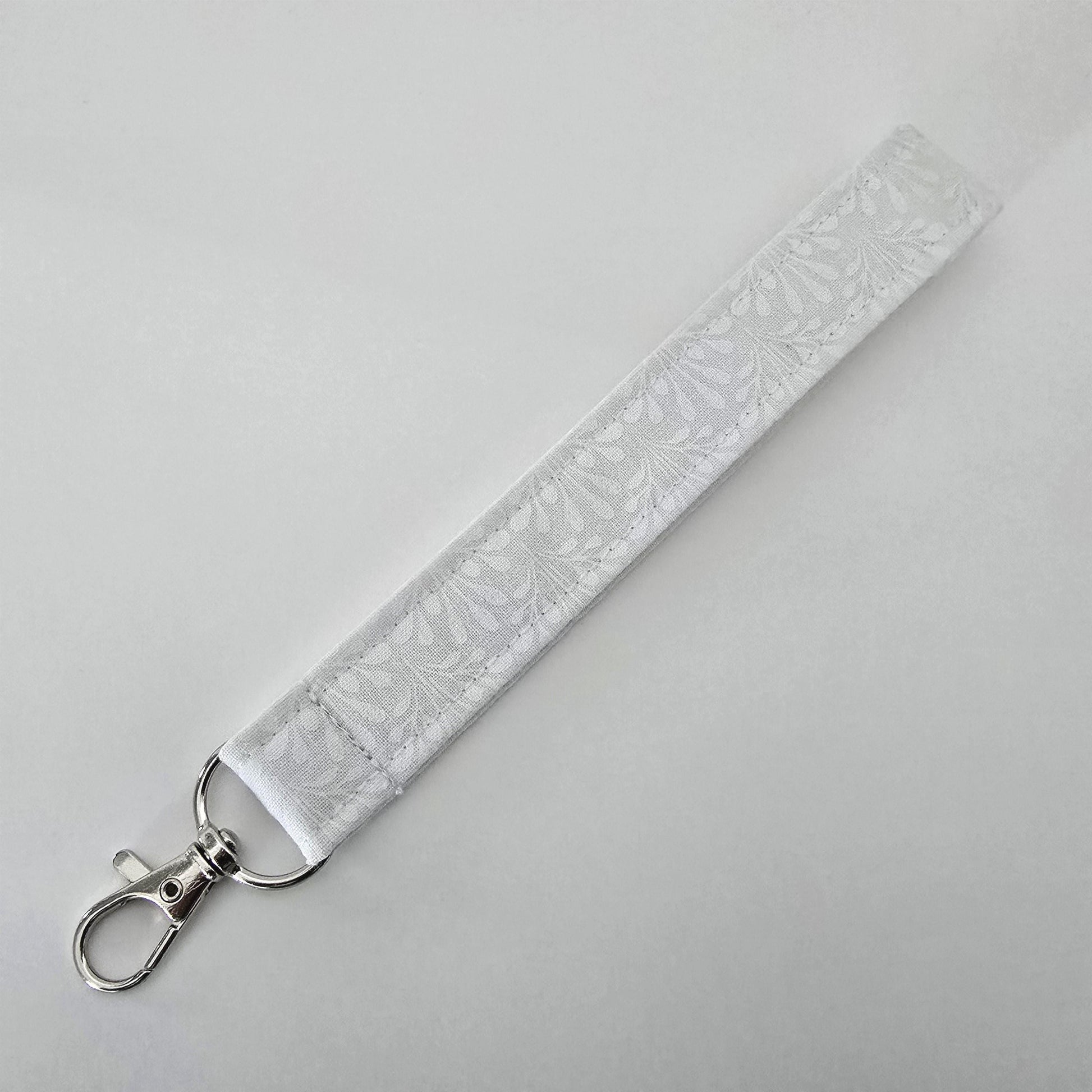 Unique White Collection Fabric Wristlet Keychain: Handmade Key Fob