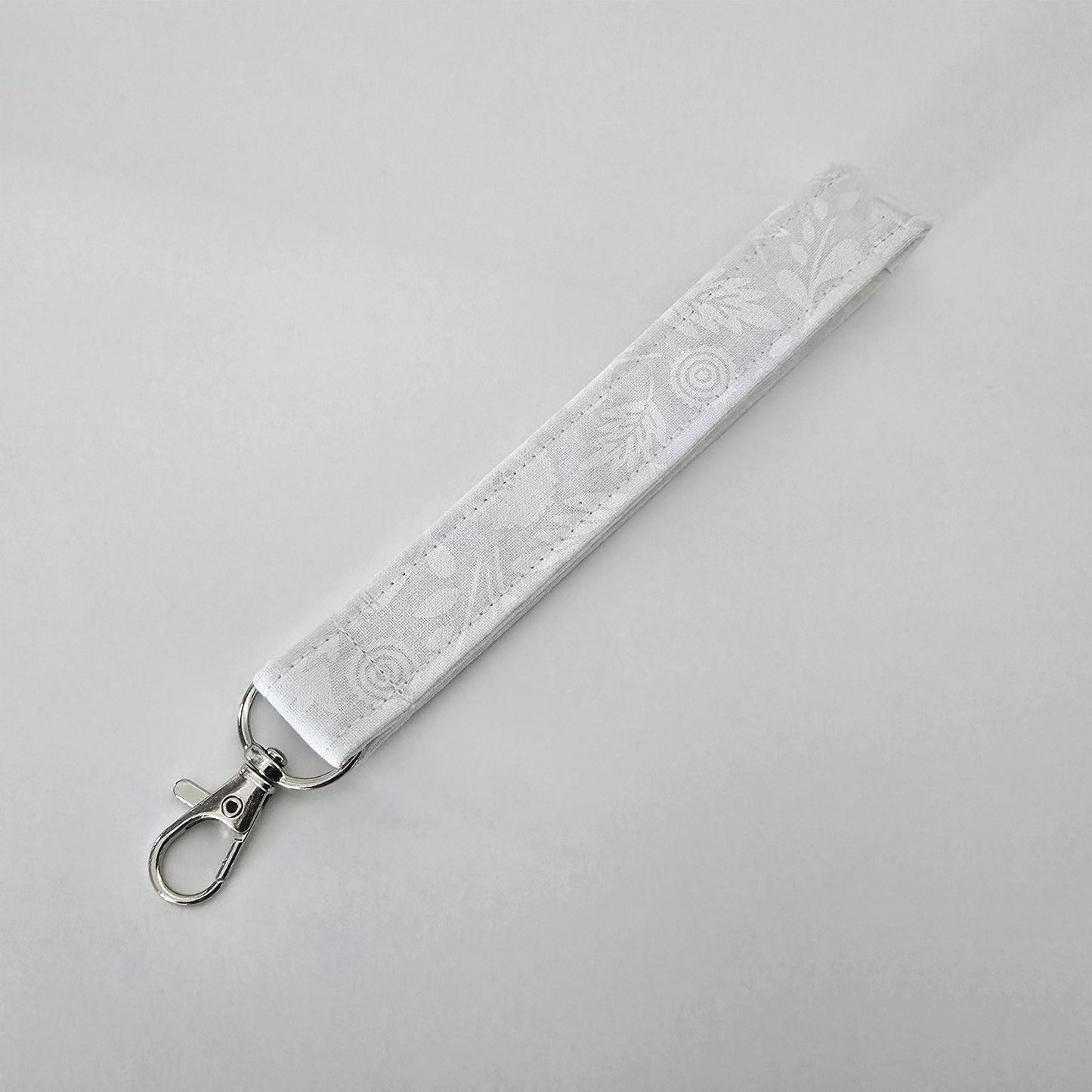 Unique White Collection Fabric Wristlet Keychain: Handmade Key Fob